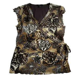 Style & Co Vtg Y2K Babydoll L Large Top Cap Sleeve Fairy Grunge Whimsigoth Goblincore Brown thumbnail 2