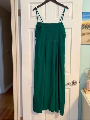 Abercrombie & Fitch Emerson Spaghetti Strap Chiffon Dress in Green thumbnail 3