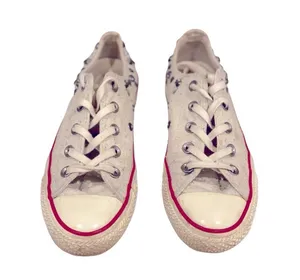 Converse Chuck Taylor OX Metal Studded Low Top Sneakers White Silver Biker Punk thumbnail 2