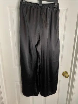 BB Dakota Black Satin Short-Sleeve Pajama Set with Drawstring Pants Size Small thumbnail 13