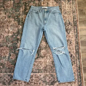 Just Black‎ Denim Straight Leg Jeans Size 28 Distressed Light Wash Made In USA thumbnail 2