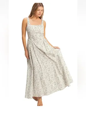 HYFVE Floral Smocked Maxi Dress – Cottagecore Romantic Summer Dress L thumbnail 2