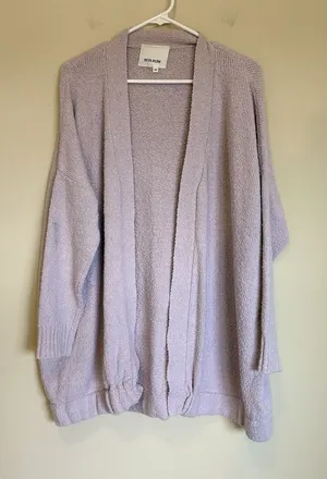 Rita Row‎ Amapola Spain Boucle Cardigan Lavendar Womens Oversized XS thumbnail 1