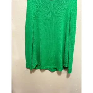 Lauren‎ Ralph Lauren Green Knit Sweater Womens Large Cotton Crewneck thumbnail 4