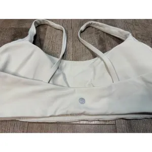 Crz Yoga Women Cream White Athletic Sports Bra Scoop Neck Workout Top thumbnail 7
