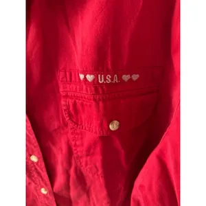 Carolina Blue Plus Women's Red "USA" Button down Blouse Size 24‎ thumbnail 4