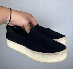 Opening Ceremony Black Ribbed Knit Platform Slip On Sneakers Women Size 37 thumbnail 1