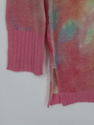 Brodie Cashmere 100% Cashmere Sweater S Pink Tie Dye V Neck NWT Whimsical thumbnail 10