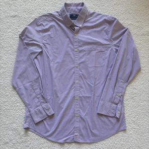 Vineyard Vines Purple White Micro-Gingham Plaid Button Up Classic Preppy coastal thumbnail 2