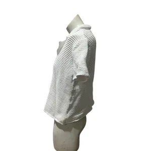 Free People Polo Top Womens L White Button Front Collared Beach Boho thumbnail 5