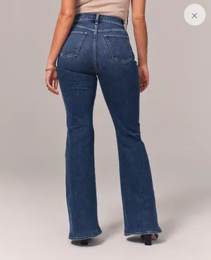 Abercrombie Curve Love Ultra High Rise Stretch Flare Jean - Dark Wash thumbnail 2