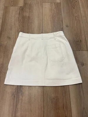 🌟 Madewell 🌟 A Line Cotton Stretch Natural Denim Mini Skirt Cream Sz 8 thumbnail 5