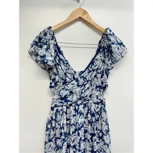 Aqua Maxi Dress Womens Size Small Gown Blue White Tiered Metallic Formal NEW‎ thumbnail 4
