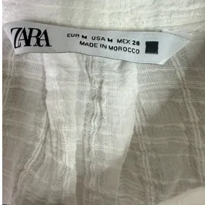 Zara Relaxed Lightweight Fit Cotton Button Down Collar Shirt Long Sleeve M White thumbnail 10