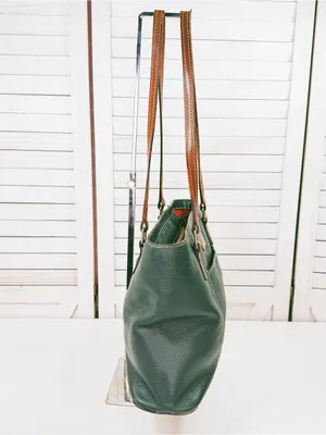 Dooney & Bourke Lexington Small Shopper Tote Bag Pebble Leather Dark Green Sage thumbnail 3