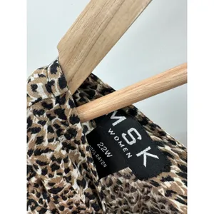 MSK Women Midi Dress‎ 22W Rayon Leopard Print Sleeveless Smocked Button Sundress thumbnail 6