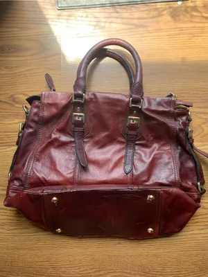 Prada Designer Burgundy Leather Shoulder Bag Vintage Large Purse Accessories thumbnail 3