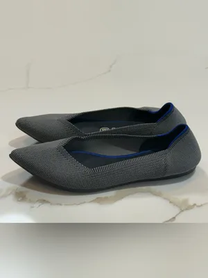 Rothy's The Point Cloud Grey Birdseye Pointed Toe Flat Size W8.5 thumbnail 14