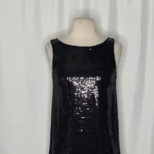 FREE PEOPLE Black Sequin Shift Mini Dress Scoop Back Party Cocktail Size 2 thumbnail 3