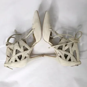 Sam Edelman Zavier Suede Lace-up Pumps Heels Shoes Bone Cream Women 6 thumbnail 5