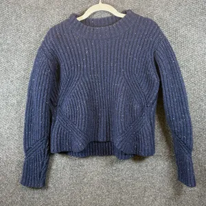 PrAna Chunky‎ Knitted Lambswool Cedric Sweater Nautical Navy Blue Size M Women's thumbnail 1