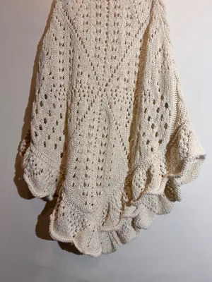 Free People Sea Song Sheer Crochet Knit Scalloped Longline Tank Top Size L thumbnail 5