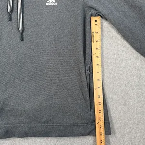 Adidas Women's Large Fleece Hooded Sweatshirt Gray Zippered Pockets Drawstring thumbnail 5