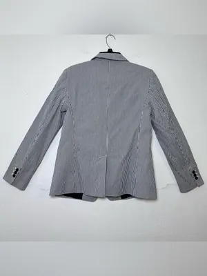 LOFT Women’s 6 Gray and White Stripes Blazer with Shoulder Pad Business Casual thumbnail 3