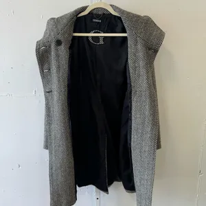 Guess Women’s Wool‎ Blend Herringbone Tailored Double Breasted Pea Coat Gray Sm thumbnail 3