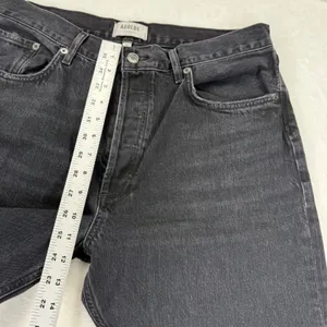 AGOLDE High Rise Straight‎ Leg Jeans Faded Black Raw Hem Size 30 Button Fly thumbnail 5