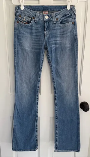 True Religion World Tour‎ Rainbow Stitch Bootcut Jeans 28 Y2K thumbnail 1