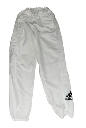adidas White Track Joggers with Black Logo thumbnail 1