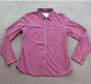 American Eagle Outfitters Women’s Pink Plaid Button Down Shirt Signature Fit S thumbnail 1