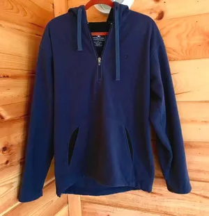 Champion NAVY BLUE FLEECE DRAWSTRING HOODIE PULLOVER SWEATSHIRT thumbnail 1