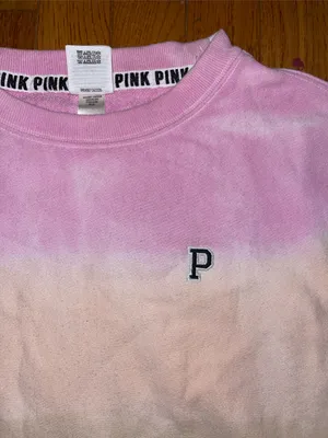 PINK Victoria's Secret Pastel Tie-Dye Cropped Crewneck - Pink, Cream, Light Blue thumbnail 3
