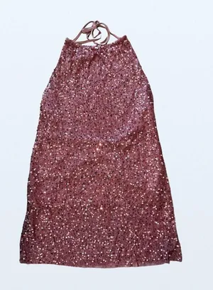 New SHEIN Curve Pink Sequin Halter Dress, Size 1X thumbnail 1
