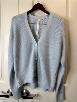Lululemon Merino Wool-Blend Cardigan Powder Blue 6 thumbnail 3