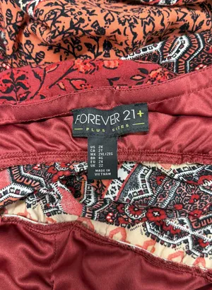 Forever 21 Boho Cami Maxi Dress Floral Geometric Rust Burgundy Plus Size 2X thumbnail 7