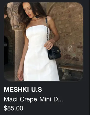 Meshki White Dress Mini Strapless Maci Crepe thumbnail 6