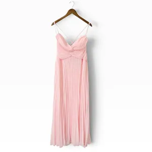 Lulus Corella Light Pink Pleated Backless Maxi Dress size Large NWT thumbnail 4