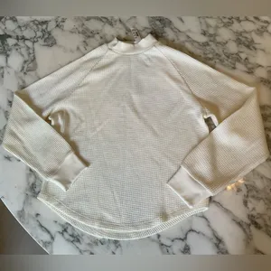 NWT Madewell Mockneck Waffle Sweatshirt Tee XS Ivory Sold Out! Light Stain thumbnail 3