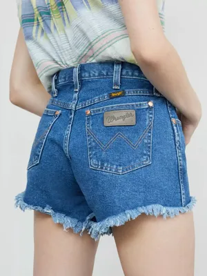 Wrangler Reworked Ultra High-Rise Frayed Denim Shorts thumbnail 3