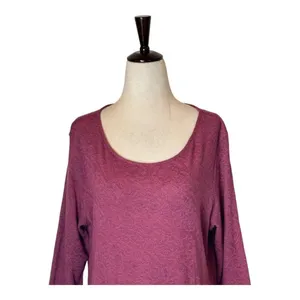 Cut Loose Dress Women Large Pink Mauve Lace Like Pattern Long‎ Sleeve Mini Boho thumbnail 3
