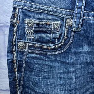 Miss Me Los Angeles Curvy Boot Cut Embellished Beaded Jeans Bling Size 27x29.5 thumbnail 11
