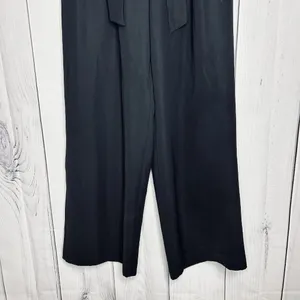LULULEMON Noir Pant Women Sz 10 Wide Leg Tie Elastic Waist Black Slash Pockets thumbnail 3