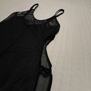 Victoria's Secret Bead Sequin Black Mesh Slip Side Cutout Sheer Lingerie Medium thumbnail 9