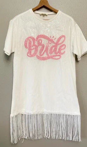 Peach Love California Bridal tassel and sequins cover up thumbnail 1
