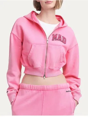 NWT Mad Happy X Gap Pink full size cropped hoodie size large limited edition thumbnail 1
