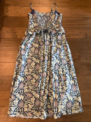 Tuckernuck Hyacinth House Blue Leafy Floral Maeve Midi Dress Sz S thumbnail 10