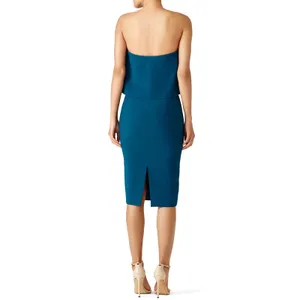 Likely Driggs Strapless Cocktail Dress Size 8 Knee Length One Shoulder Blue thumbnail 14